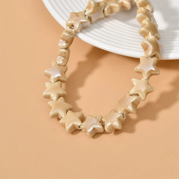 Ceramic Fivepointed Star Beads Handmade Jewelry Making Material With Baking Paint