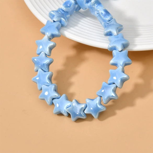 Ceramic Fivepointed Star Beads Handmade Jewelry Making Material With Baking Paint