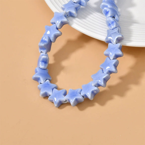 Ceramic Fivepointed Star Beads Handmade Jewelry Making Material With Baking Paint