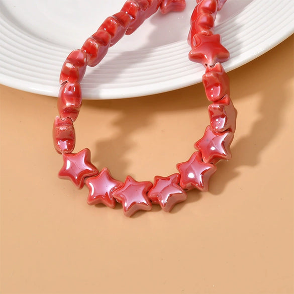 Ceramic Fivepointed Star Beads Handmade Jewelry Making Material With Baking Paint