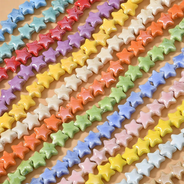 Ceramic Fivepointed Star Beads Handmade Jewelry Making Material With Baking Paint