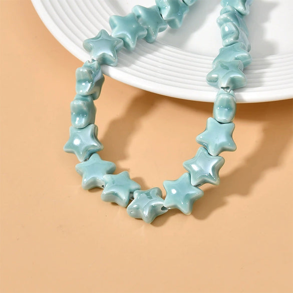 Ceramic Fivepointed Star Beads Handmade Jewelry Making Material With Baking Paint