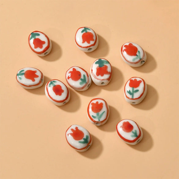 Ceramic Handpainted Little Daisy Flower Beads Jewelry Accessories For Diy Bracelet Necklace Earring