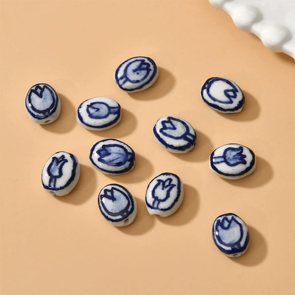Ceramic Handpainted Little Daisy Flower Beads Jewelry Accessories For Diy Bracelet Necklace Earring