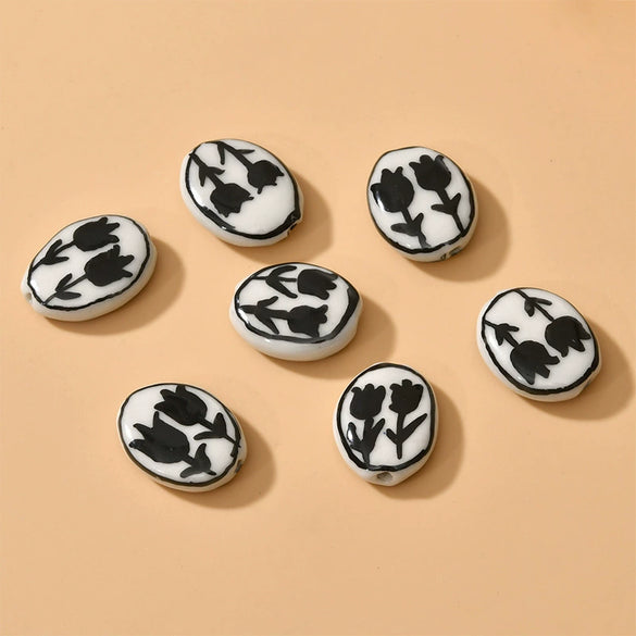 Ceramic Handpainted Little Daisy Flower Beads Jewelry Accessories For Diy Bracelet Necklace Earring