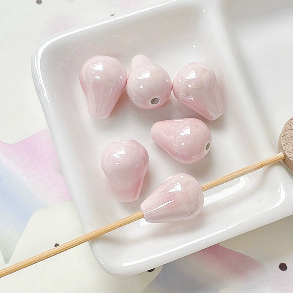 Ceramic Loose Beads Water Drop Pattern Environmentally Friendly For Diy Handmade Jewelry Bracelet Necklace Accessories