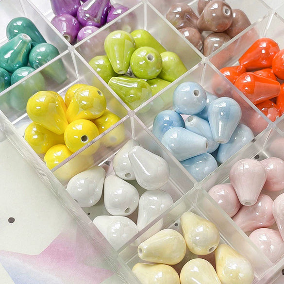 Ceramic Loose Beads Water Drop Pattern Environmentally Friendly For Diy Handmade Jewelry Bracelet Necklace Accessories