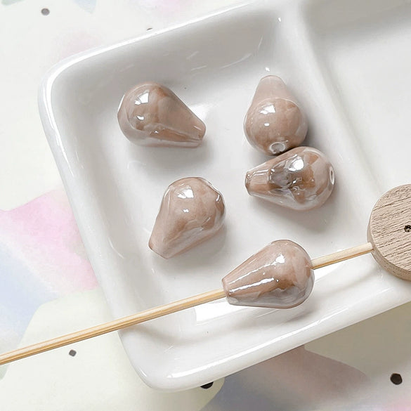 Ceramic Loose Beads Water Drop Pattern Environmentally Friendly For Diy Handmade Jewelry Bracelet Necklace Accessories