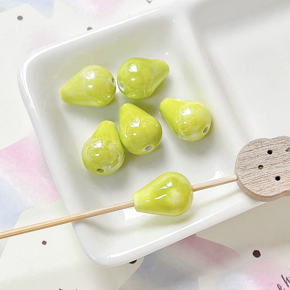 Ceramic Loose Beads Water Drop Pattern Environmentally Friendly For Diy Handmade Jewelry Bracelet Necklace Accessories