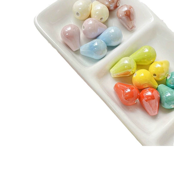 Ceramic Loose Beads Water Drop Pattern Environmentally Friendly For Diy Handmade Jewelry Bracelet Necklace Accessories