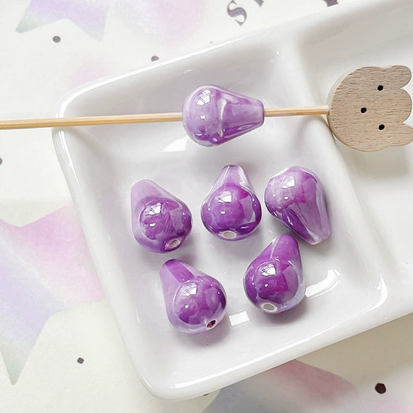 Ceramic Loose Beads Water Drop Pattern Environmentally Friendly For Diy Handmade Jewelry Bracelet Necklace Accessories