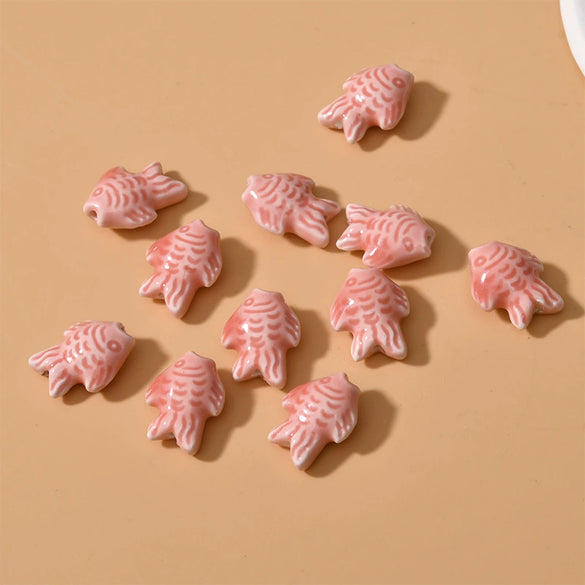 Ceramic Small Fish Straight Hole Beads Handmade Diy Material For Bracelet Necklace Earring Accessories