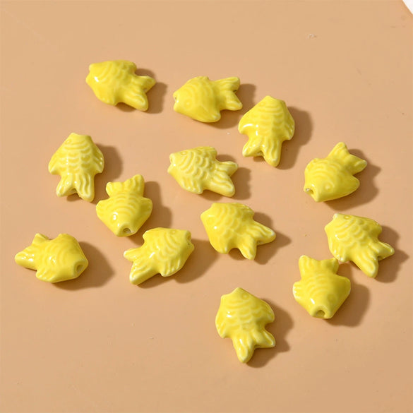 Ceramic Small Fish Straight Hole Beads Handmade Diy Material For Bracelet Necklace Earring Accessories