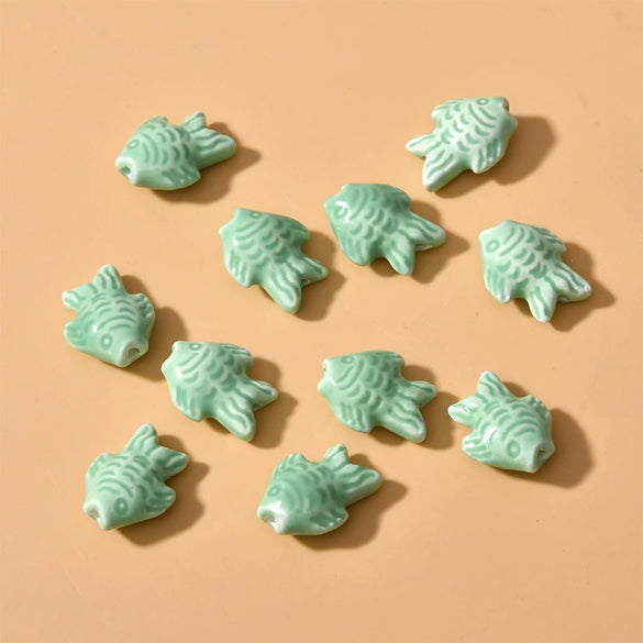 Ceramic Small Fish Straight Hole Beads Handmade Diy Material For Bracelet Necklace Earring Accessories
