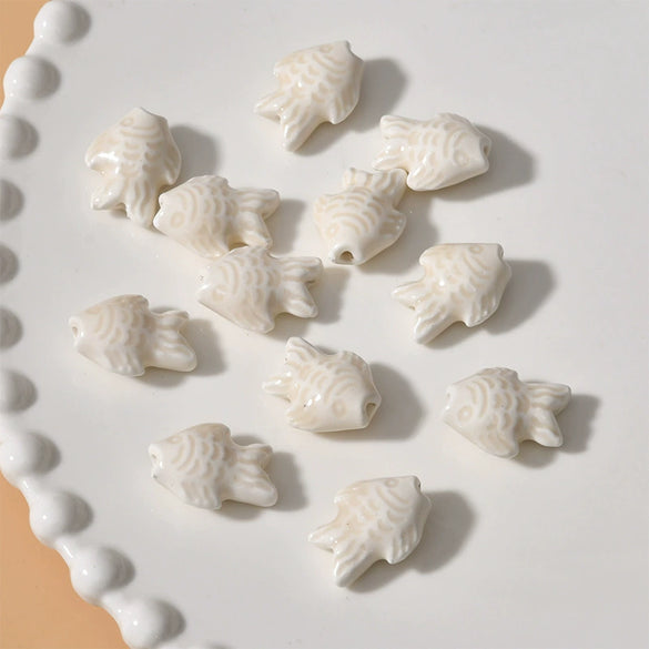 Ceramic Small Fish Straight Hole Beads Handmade Diy Material For Bracelet Necklace Earring Accessories