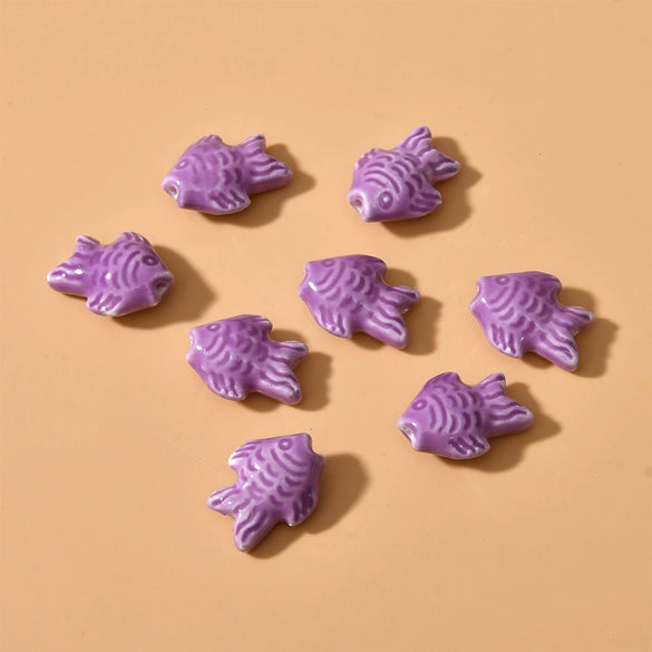 Ceramic Small Fish Straight Hole Beads Handmade Diy Material For Bracelet Necklace Earring Accessories