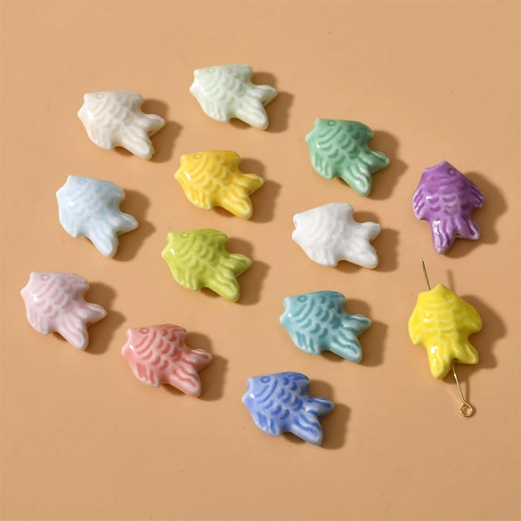 Ceramic Small Fish Straight Hole Beads Handmade Diy Material For Bracelet Necklace Earring Accessories