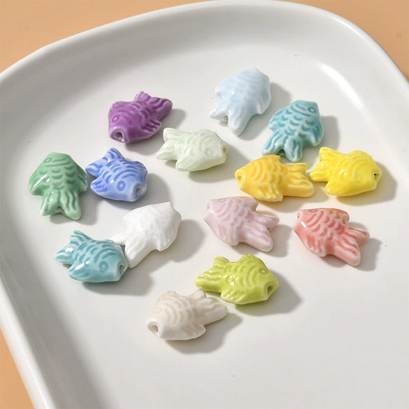 Ceramic Small Fish Straight Hole Beads Handmade Diy Material For Bracelet Necklace Earring Accessories