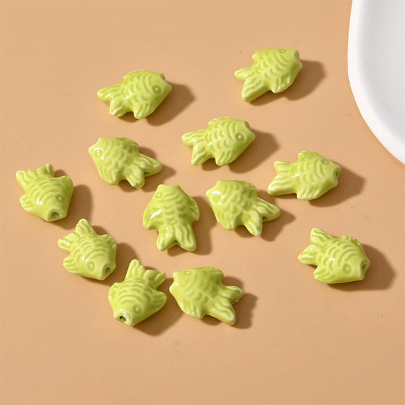 Ceramic Small Fish Straight Hole Beads Handmade Diy Material For Bracelet Necklace Earring Accessories