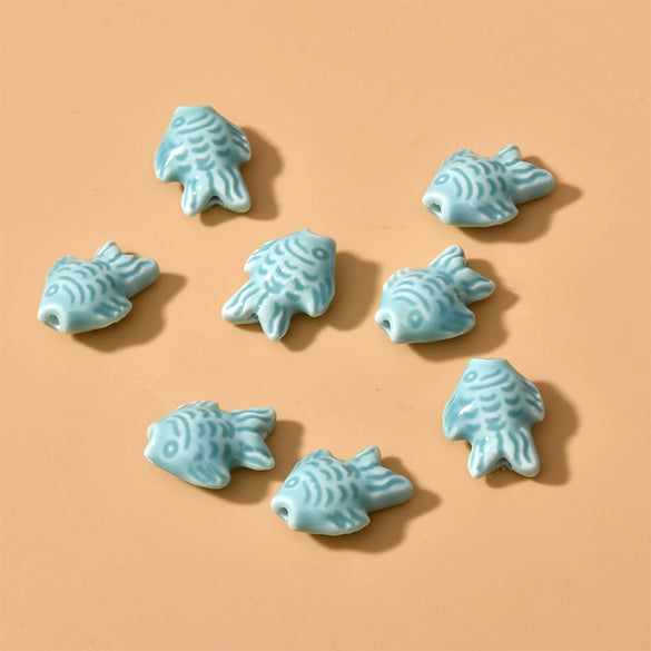 Ceramic Small Fish Straight Hole Beads Handmade Diy Material For Bracelet Necklace Earring Accessories