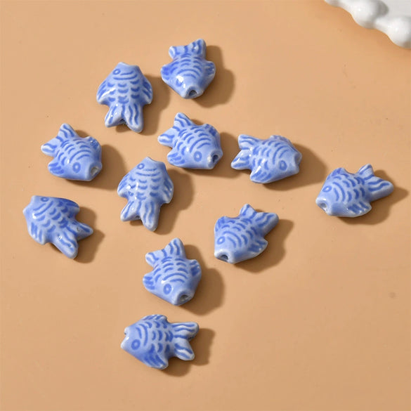 Ceramic Small Fish Straight Hole Beads Handmade Diy Material For Bracelet Necklace Earring Accessories