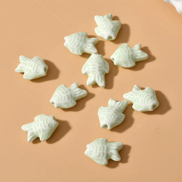 Ceramic Small Fish Straight Hole Beads Handmade Diy Material For Bracelet Necklace Earring Accessories