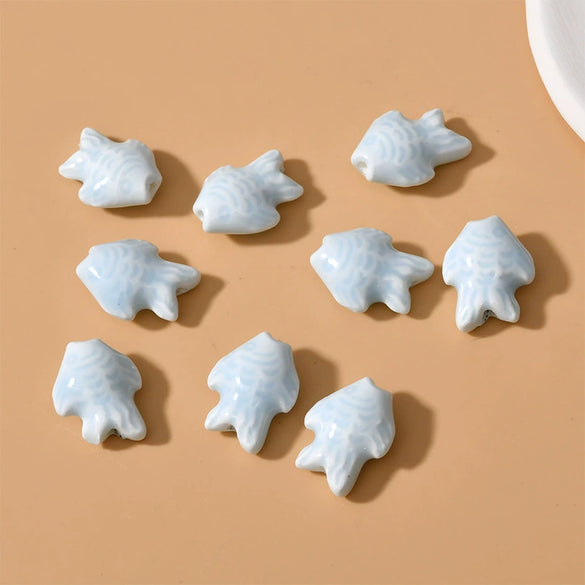 Ceramic Small Fish Straight Hole Beads Handmade Diy Material For Bracelet Necklace Earring Accessories