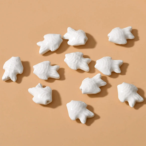 Ceramic Small Fish Straight Hole Beads Handmade Diy Material For Bracelet Necklace Earring Accessories