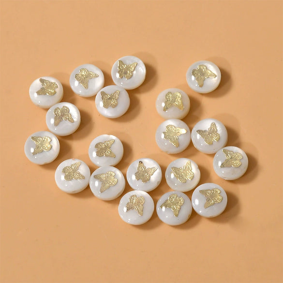 Ceramics Freshwater Shell Doublesided Goldplated Floret Butterfly Moon Star Round Dripping Glue Jewelry Accessories