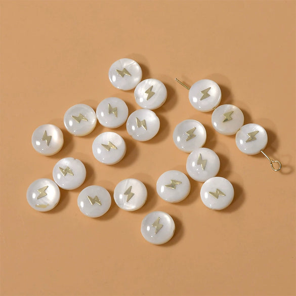 Ceramics Freshwater Shell Doublesided Goldplated Floret Butterfly Moon Star Round Dripping Glue Jewelry Accessories