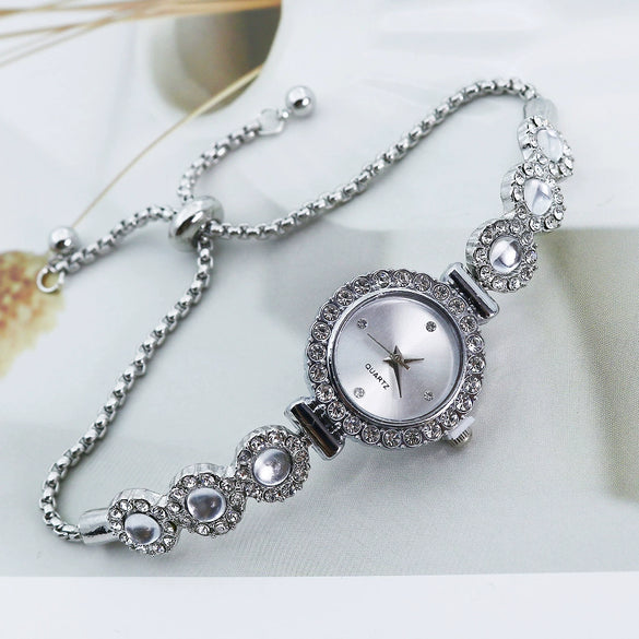 Chalcedony Alloy Round Casual Fashion Women's Bracelet Watch