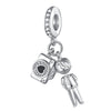 Charm Jewelry Silverplated Suitcase Camera Beaded Diy Accessories With Dripping Oil Design For Women