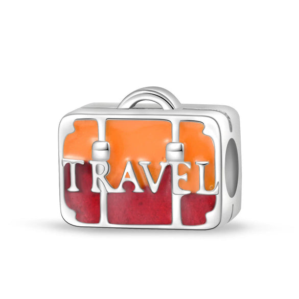 Charm Jewelry Silverplated Suitcase Camera Beaded Diy Accessories With Dripping Oil Design For Women