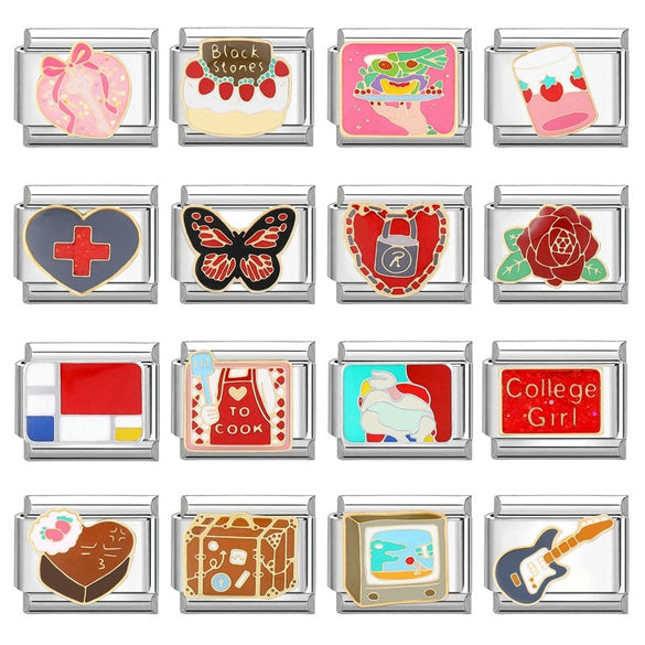 Charms Module Handmade DIY Red And Black Light Luxury Bracelet Creative Personality Italian Bracelet Accessories