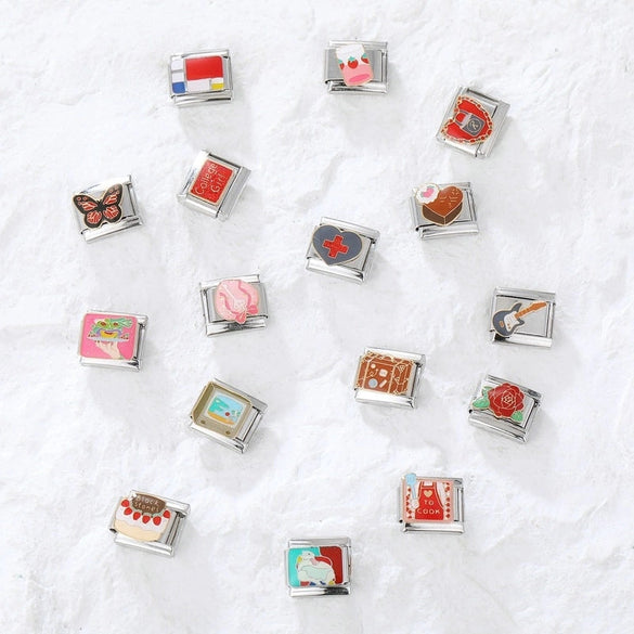 Charms Module Handmade DIY Red And Black Light Luxury Bracelet Creative Personality Italian Bracelet Accessories