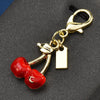 Cherry Pendant Keychain Jewelry For Women Made Of Metal And Crystal Resin With Dripping Oil Processing And Fruit Pattern