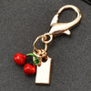 Cherry Pendant Keychain Jewelry For Women Made Of Metal And Crystal Resin With Dripping Oil Processing And Fruit Pattern