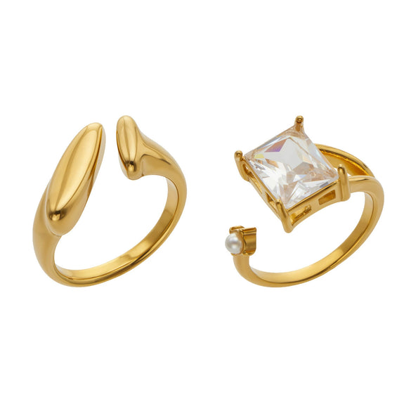 Chic Geometric Irregular Ring For Women And Men 316L Stainless Steel With 18K Gold Electroplated Finish
