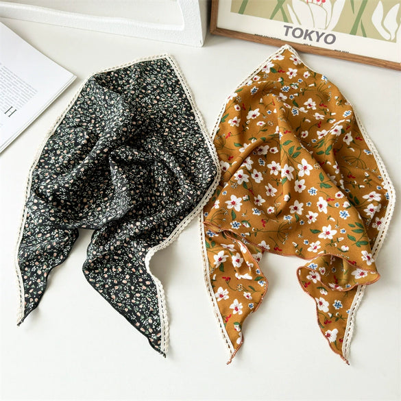 Chiffon Fabric Geometric Pattern Triangle Square Scarf Hair Wrap Hair Band Women's Accessories