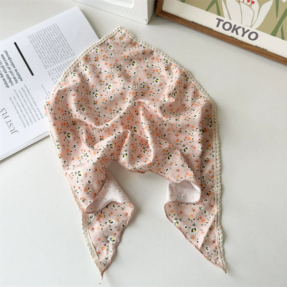Chiffon Fabric Geometric Pattern Triangle Square Scarf Hair Wrap Hair Band Women's Accessories