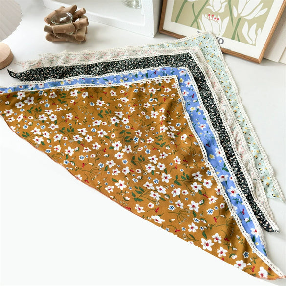 Chiffon Fabric Geometric Pattern Triangle Square Scarf Hair Wrap Hair Band Women's Accessories
