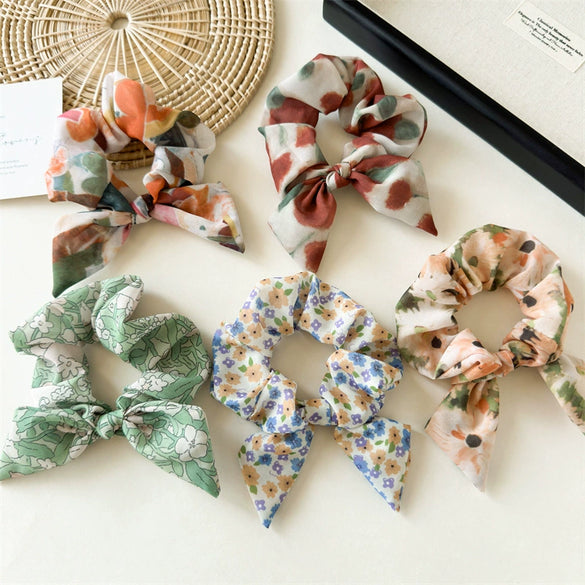 Chiffon Tiedye Handmade Hair Ring Headwear Women's Fresh High Elasticity Hair Accessories