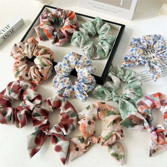 Chiffon Tiedye Handmade Hair Ring Headwear Women's Fresh High Elasticity Hair Accessories