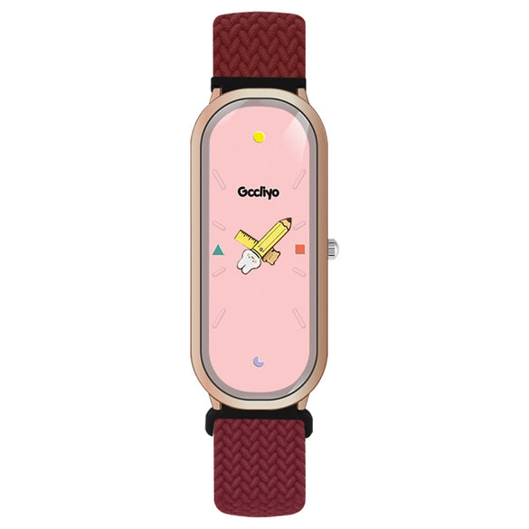 Childish Casual Watch With Alloy Case Canvas Strap Oval Dial And Mineral Strengthened Glass Mirror