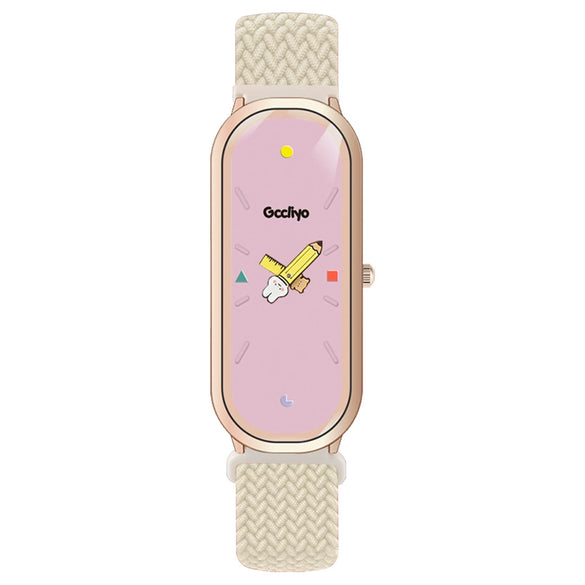 Childish Casual Watch With Alloy Case Canvas Strap Oval Dial And Mineral Strengthened Glass Mirror