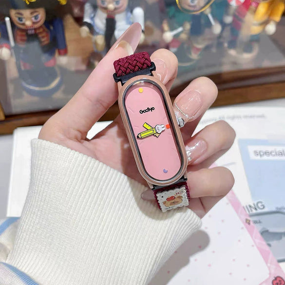 Childish Casual Watch With Alloy Case Canvas Strap Oval Dial And Mineral Strengthened Glass Mirror