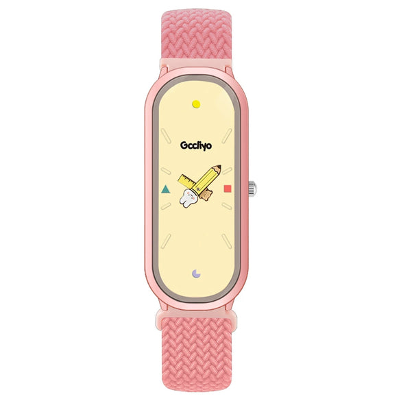 Childish Casual Watch With Alloy Case Canvas Strap Oval Dial And Mineral Strengthened Glass Mirror