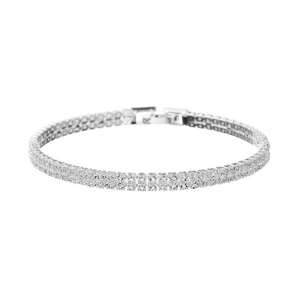 Children Alloy Double Row Highgrade Rhinestone Imitation Zircon Wavepatterned Electroplated Bracelet