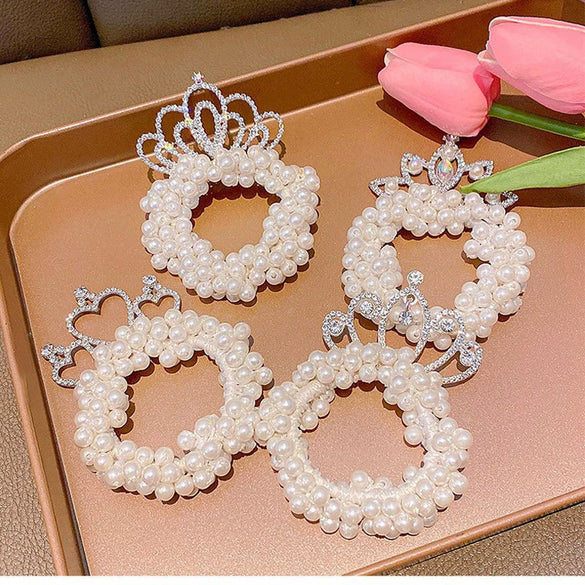 Children Pearl Handmade Crown Hair Band Hair Accessories