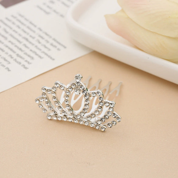 Children Princess Rhinestone Alloy Geometric Crown Comb Hair Accessories